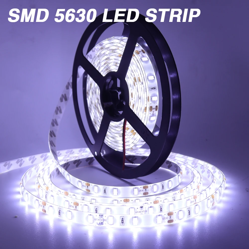 SMD 5630 LED قطاع تيار مستمر 12 فولت 60 المصابيح/م كول/طبيعي/دافئ/أبيض نقي مرنة الشريط حبل LED الخفيفة