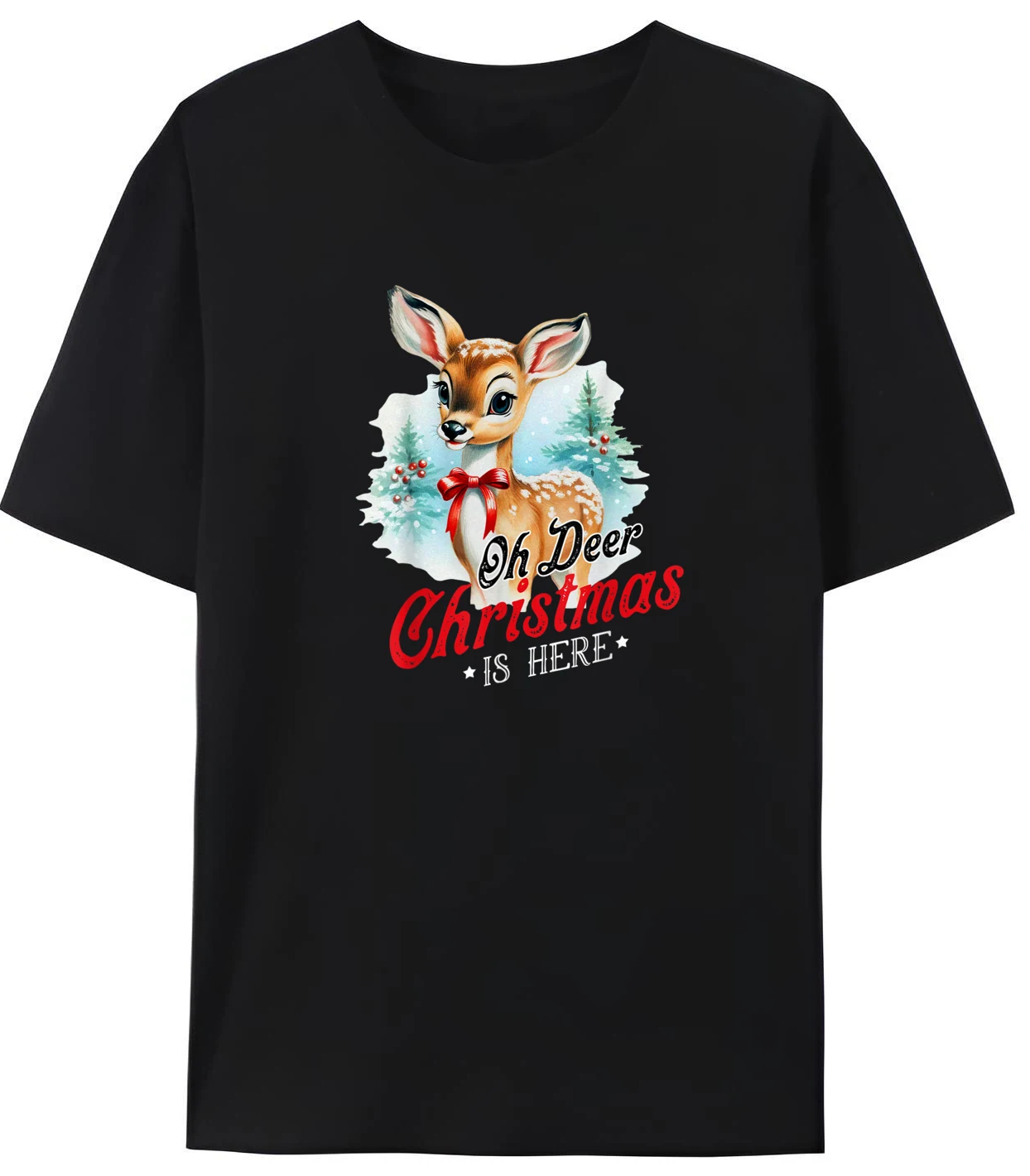 

Рождественская пижама Oh Deer Is Here с оленями, рождественские футболки с рисунком Happy Holiday, мужская уличная одежда большого размера