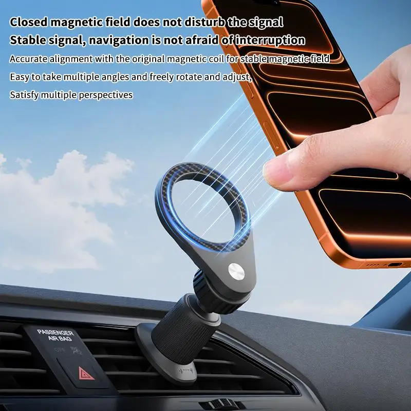 New 1Pcs Carbon Fiber Magnetic Car Phone Holder 360 Rotation 17mm Ball Head For Car Air Vent