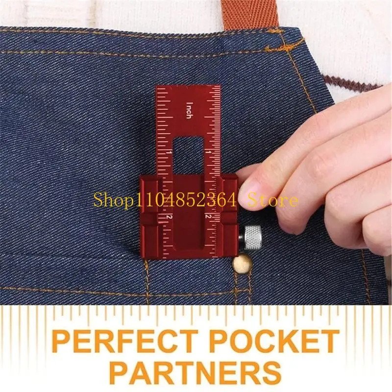 

652F Pocket Ruler Woodworking T-Ruler Inch Scale Sliding Ruler for Marking