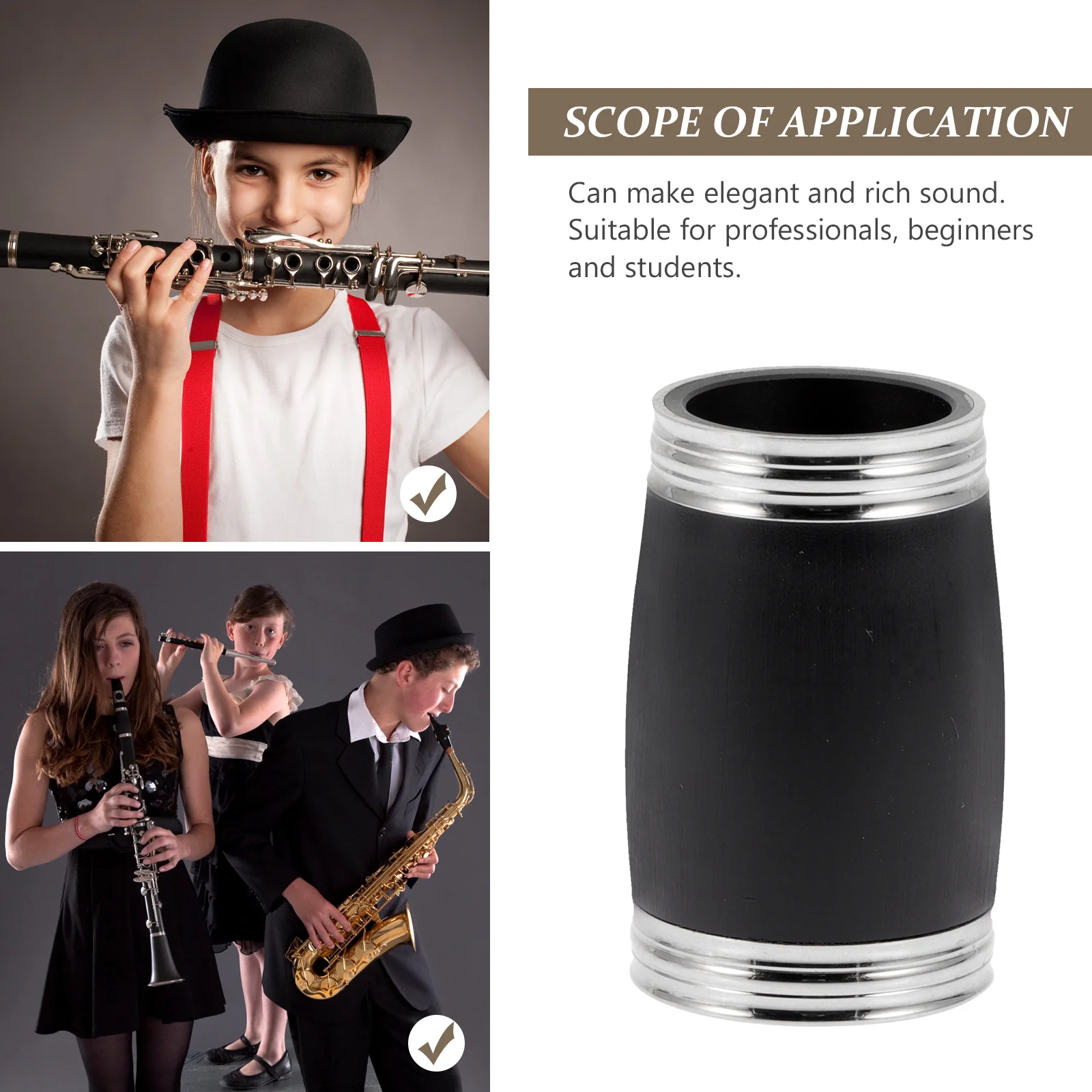 

Premium Replacement Clarinet Tuning Tube B Flat Pitch Compact Wind Instrument Accessory Two Section Bakelite Pitch Small