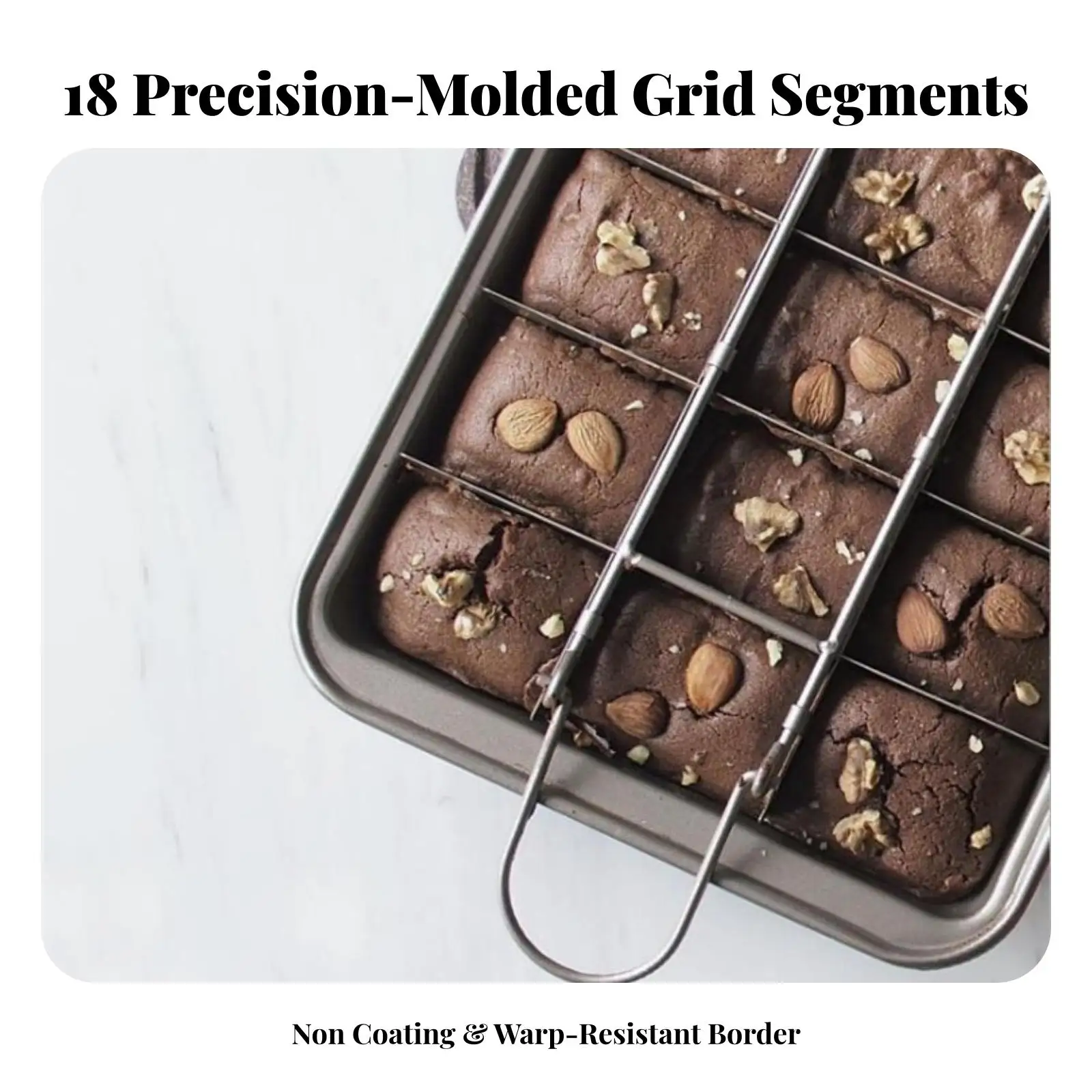 Rectangular Nonstick Baking Mold Carbon Steel Brownie Pan with Divider Insert for Professional Baking