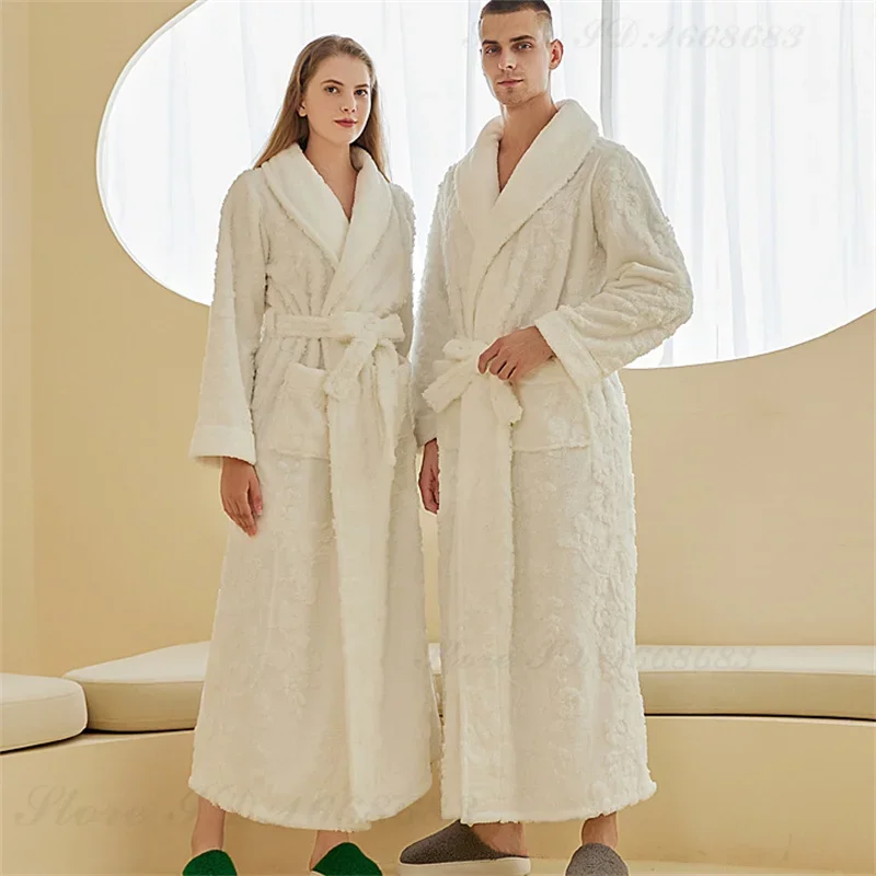 Autunno inverno flanella Kimono accappatoio abito di lusso abito spesso vestiti per la casa sciolto Casual coppia pigiameria in pile corallo Lounge Wear