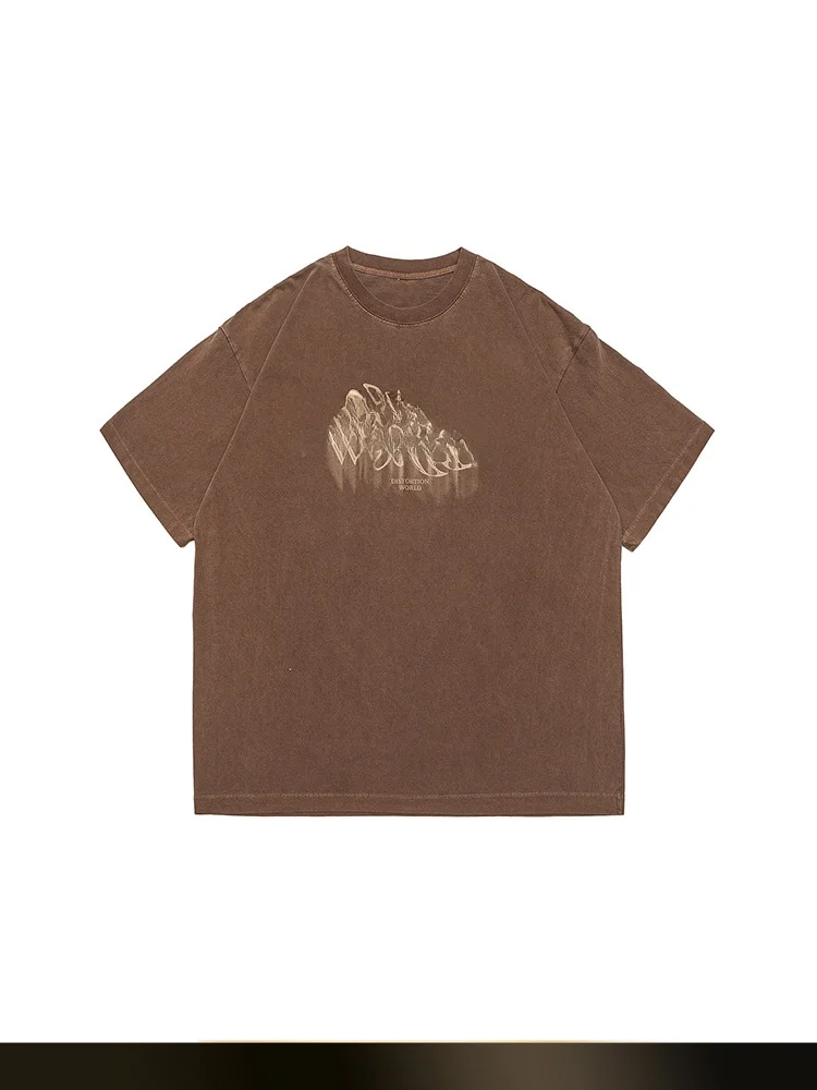 

NTED American Retro Waed Letter Print ort Sve Summer New Loose Casual Versatile T-irt Cotton 00% round Ne