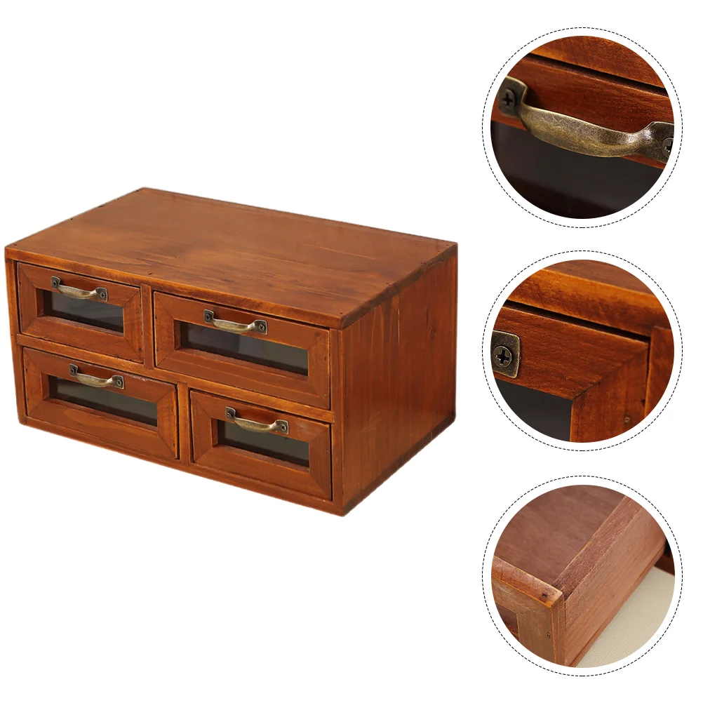 Drawer Locker Storage Cabinet Desk Organizer with Drawers for Desktop Countertop Wooden Organizers Alloy Small Office