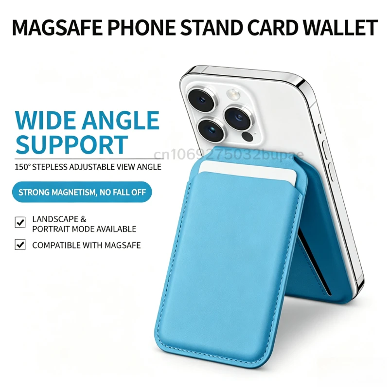 Thin Lightweight Magnetic Phone Card Holder Popsocket MagSafe Phone Wallet Magnetic Leather Card Holder for Travel Daily Commute