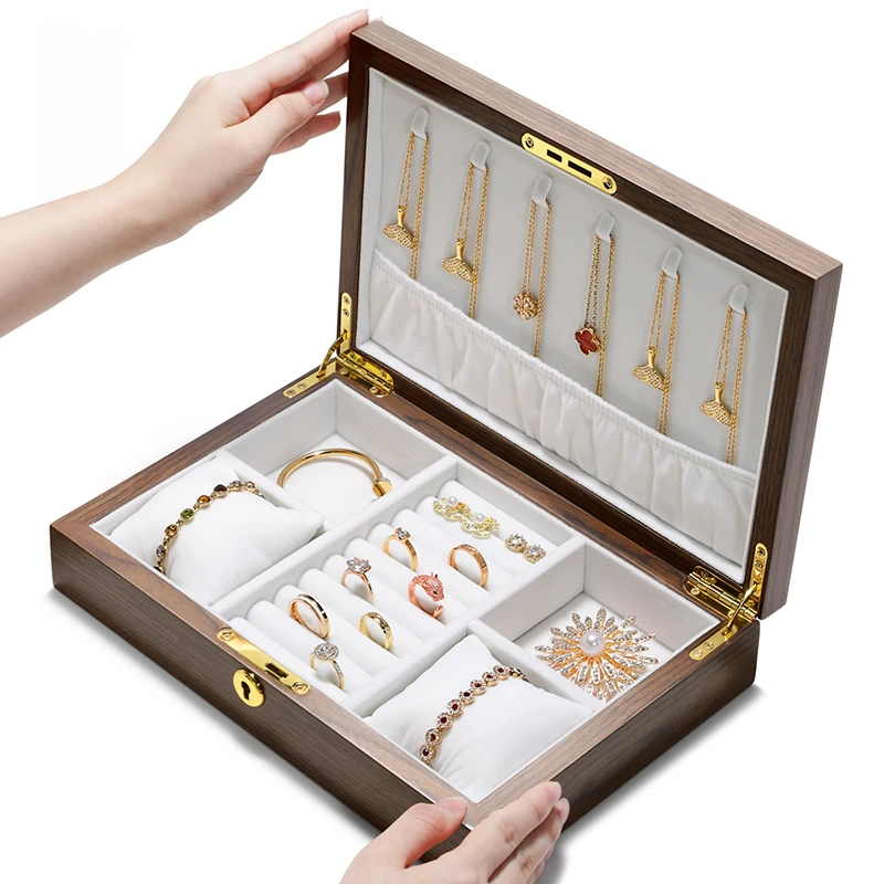 

Solid wood jewelry storage box with lock high-end ring necklace earrings bracelet watch jewelry box