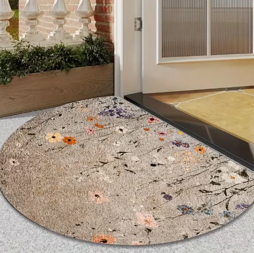 Featuring A Spring and Summer Design with Rose Circular and Perfect for Entrances Kitchens Balconies and Outdoor Carpets