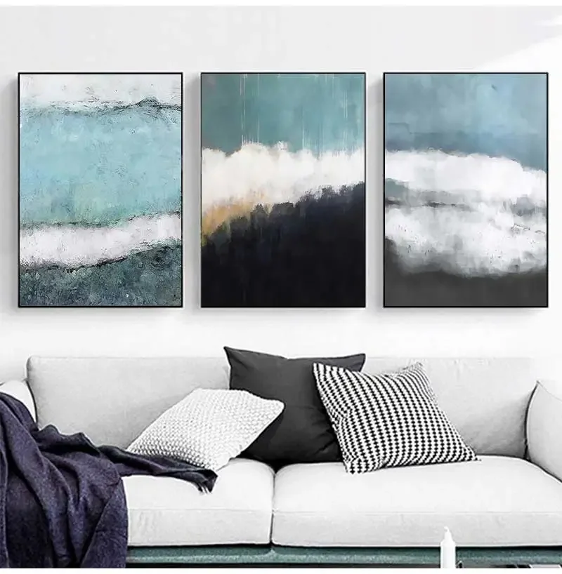 Art Modern Cuadro Decor Home Fashion Wall Picture for Living Room Nordic Poster and Print Abstract Blue Black Colour Canvas