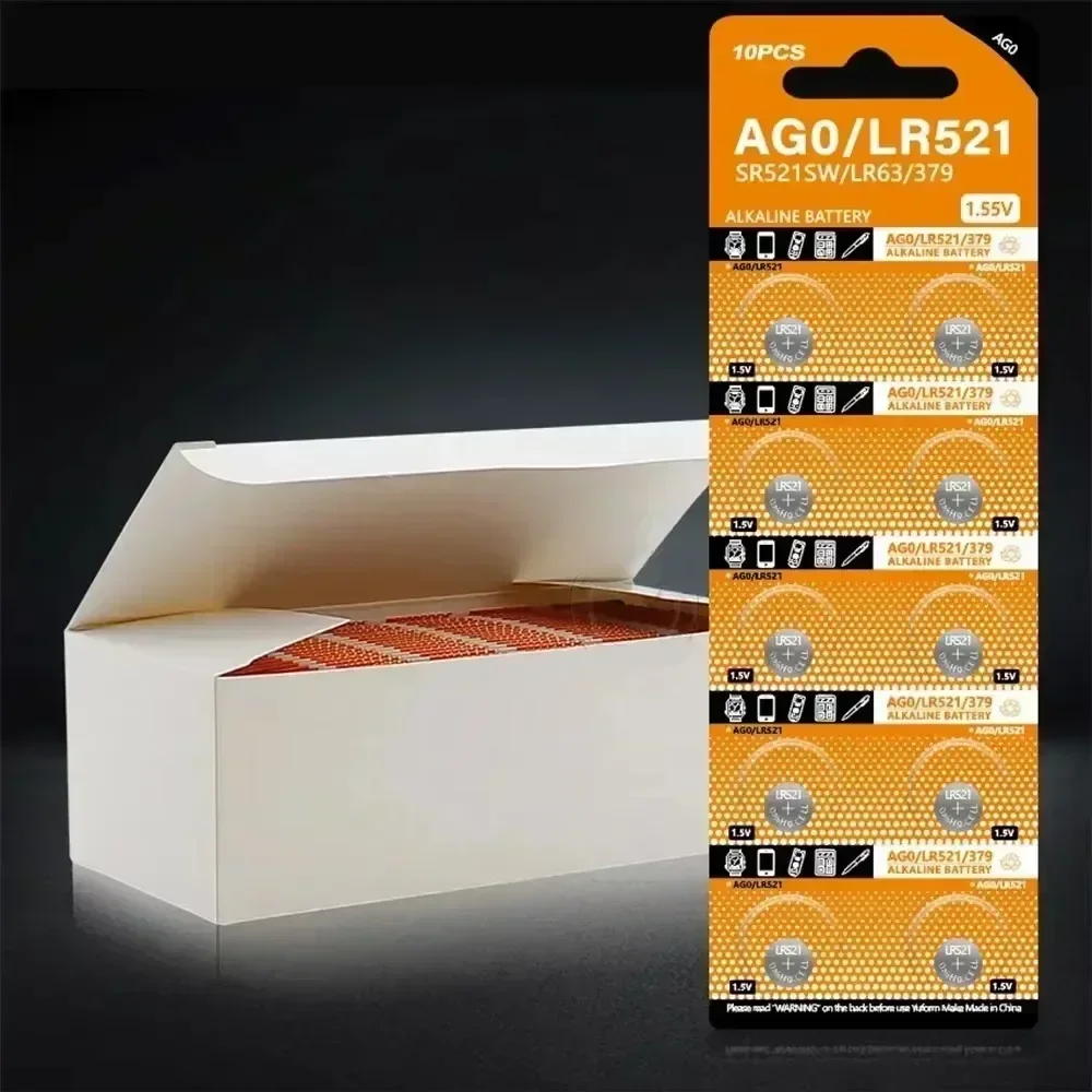 10-200 Uds LR521 AG0 pilas de botón de alta capacidad SR521SW 379A 379 D379 SR63 1,5 V pila de moneda alcalina batería de reloj de óxido de plata