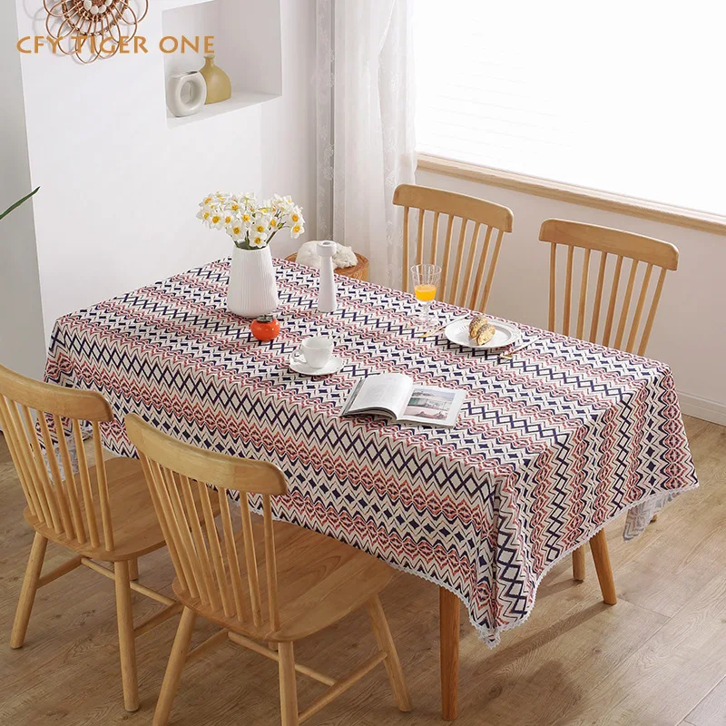 American Pastoral Print Tablecloth Antifouling Rectangular Tablecloth Washable and Oil Resistant Coffee Table Mat Table Cover