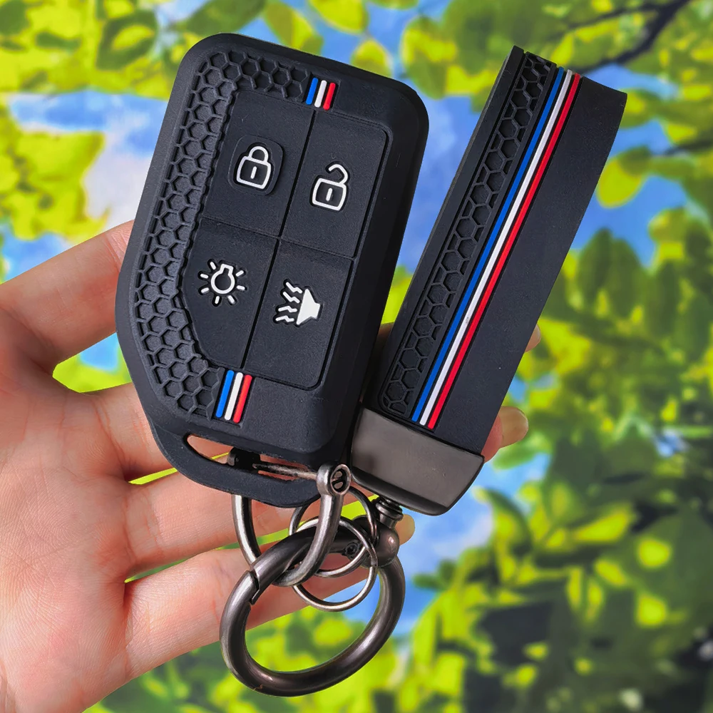 Racing Stripe Protective Key Fob Shell with Keychain,Durable Silicone Cover for Volvo New FM FH FH16 Tractor Van Heavy Truck Key