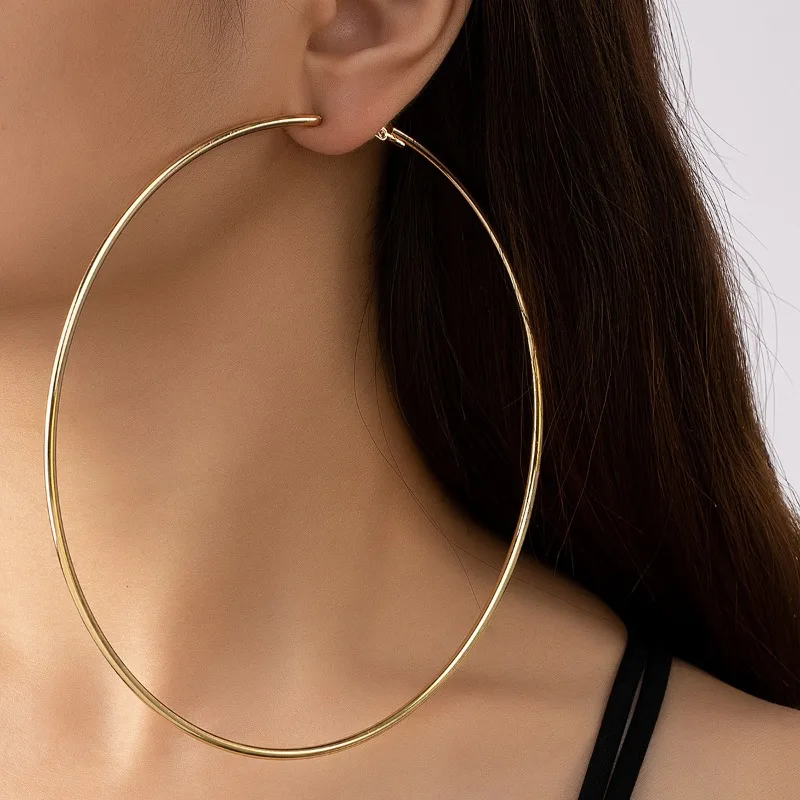 

Exaggerated 12cm Big Hoop Earrings Women Punk Oversize Smooth Circle Ear Loop Girls Simple Round Ear Wedding Jewelry Accessories