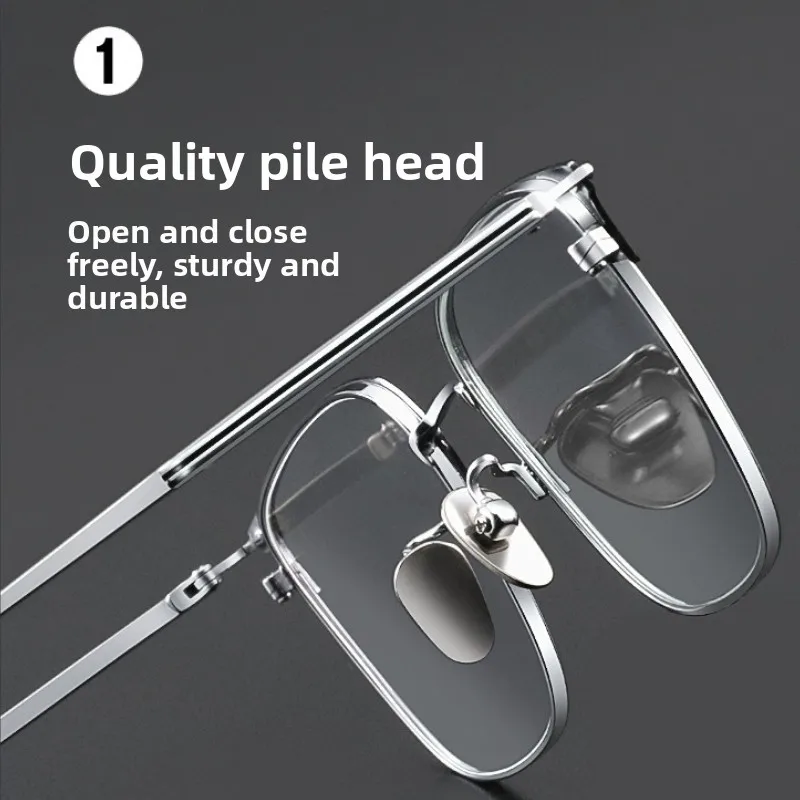 SZTZX خفيفة خمر التيتانيوم النقي دائم وصفة طبية نظارات مكافحة عاكسة قصر النظر نظارات نظارات القراءة التقدمية #4