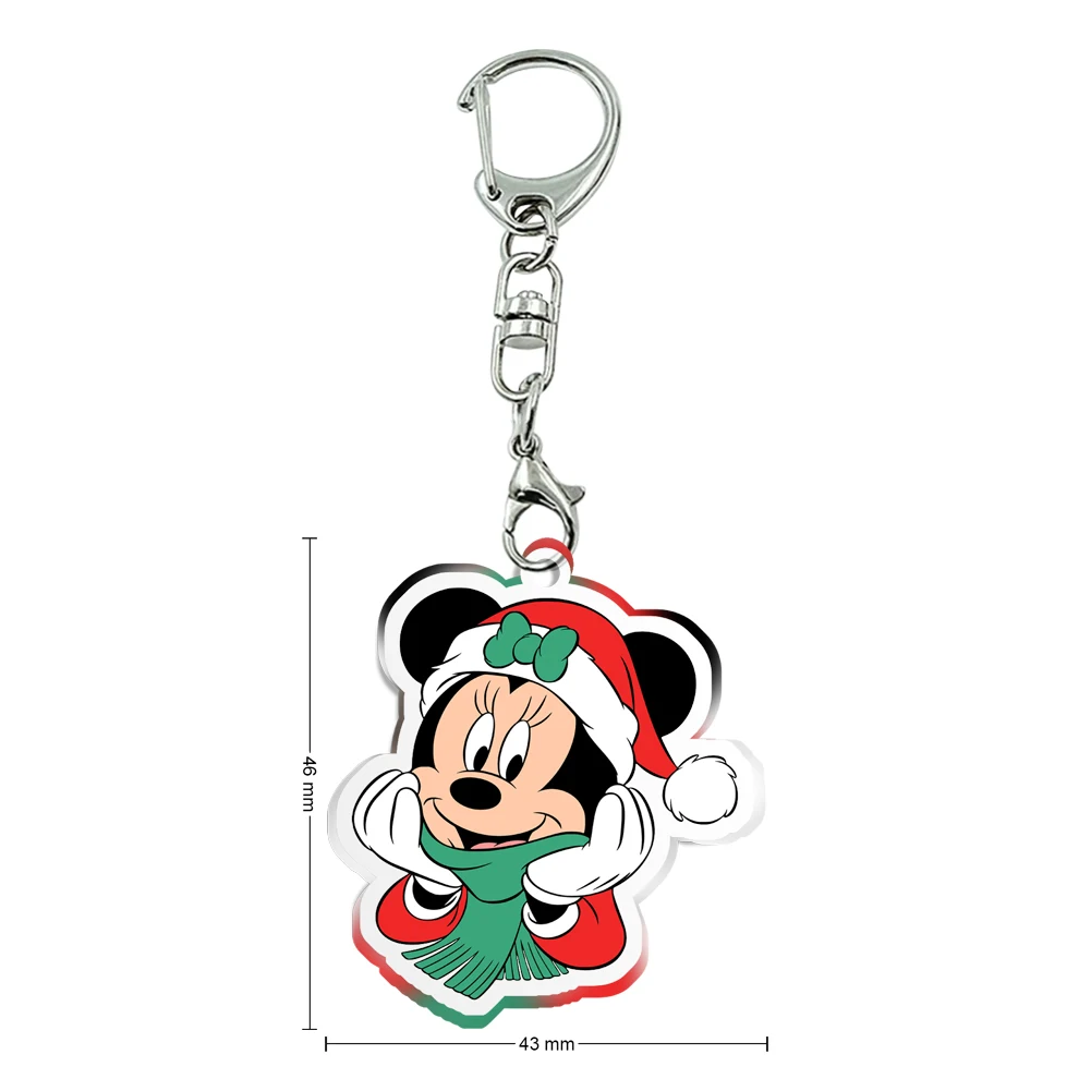 Christmas Disney Mickey Minnie Transparent Acrylic Keychains Kids Xmas Party Gift Collection Girls Jewelry Accessories