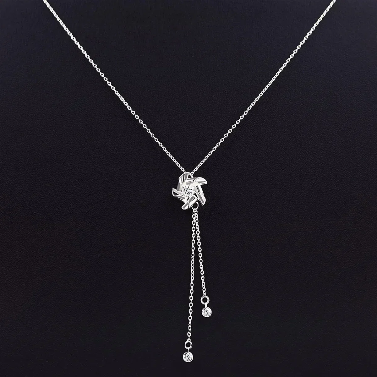 Silver Pinwheel Necklace for Anxiety Round Rotatable Windmill Spinner Jewelry Gifts Women