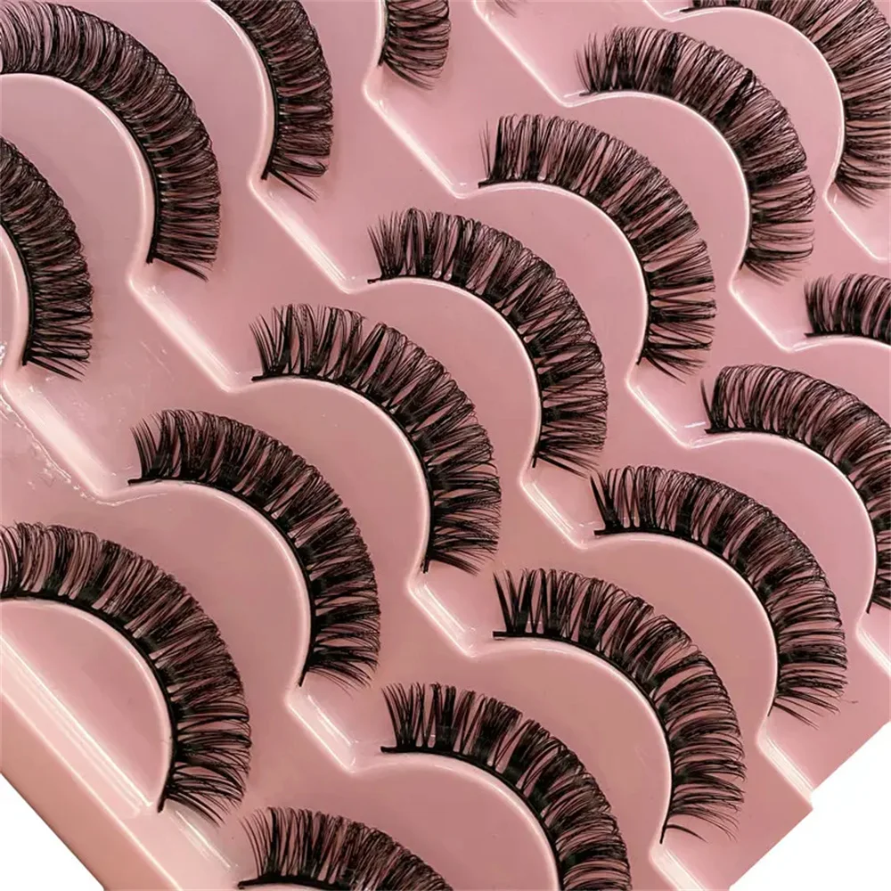 14 pairs eyelashes 15mm short natural lash Curl Reusable Fluffy StripLashes,Suitable for use on stage, parties,lash extensions