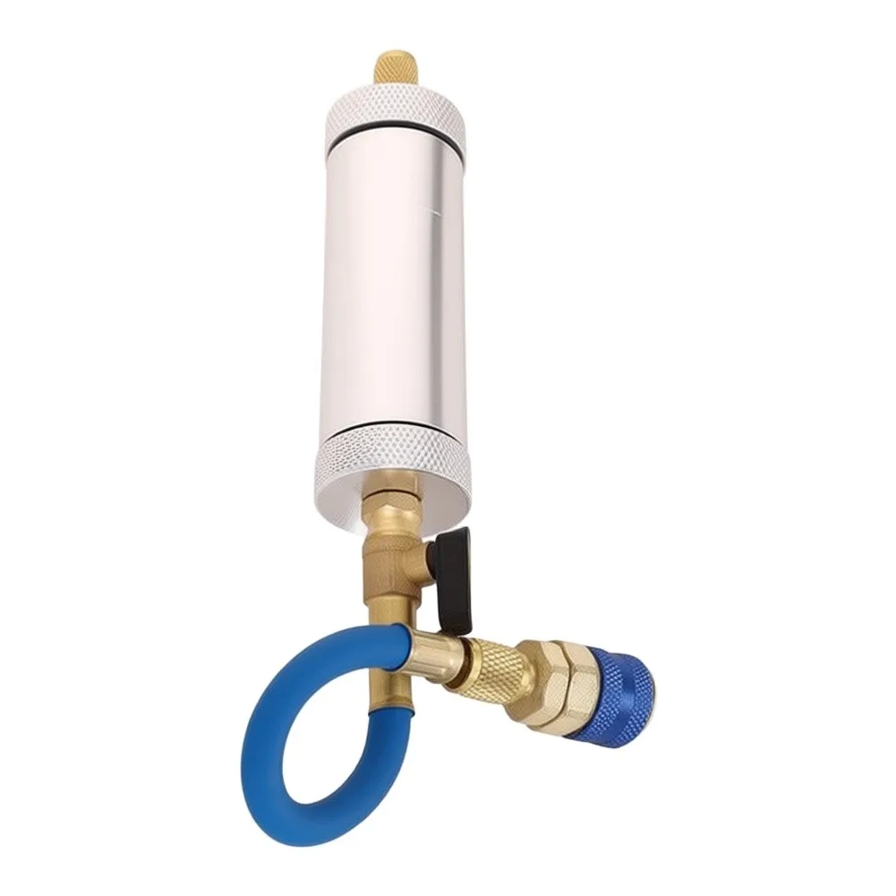 AC Oil Injection Tool for R134A Systems and For R1234YF Systems with Measuring Scale Quick Couplers and Injector Body