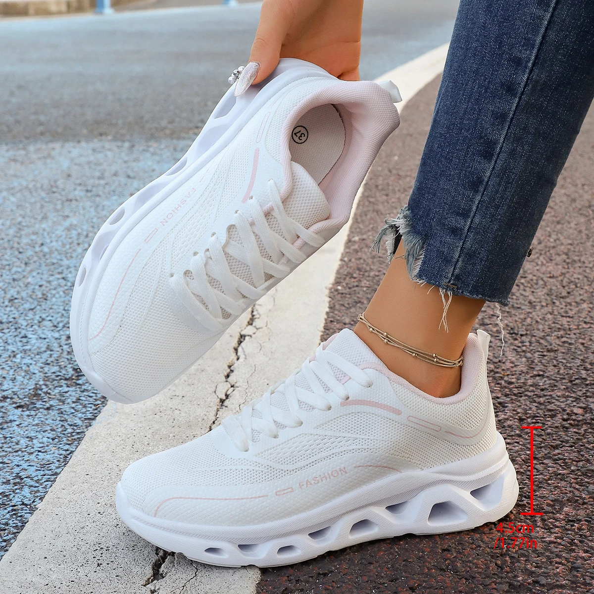 Women's Casual Solid Color Sneakers Lace-Up Running Shoes