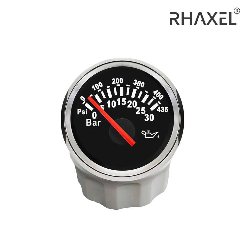 

RHAXEL 52mm (2'') Oil Pressure Gauge 30Bar 435Psi for Car Vessels VAN ATV with Red Backlight 12V 24V