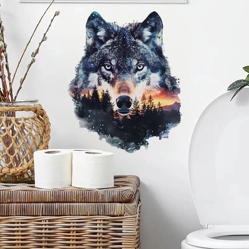 Amazing Wolf Sticker, Water-proof Home Wall Decal, Used for Wall, Bathroom, Cabinet, Door,Toilet, Car, Laptop