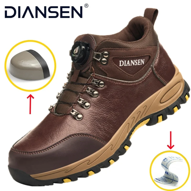 Men's Rotating Button Anti-Smash Anti-puncture Steel toe work Safety Shoes Men Work Boots Protective Sneakers Shoes