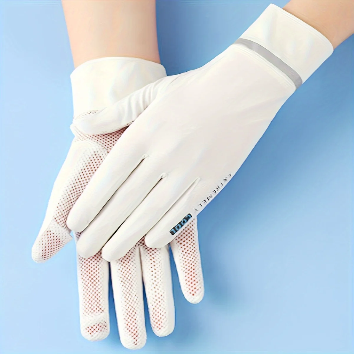 Ladies' Ice Silk Summer Gloves UV Resistant Fishing Net Texture Flip Touch Screen Outdoor Sports Sunscreen Breathable Gloves