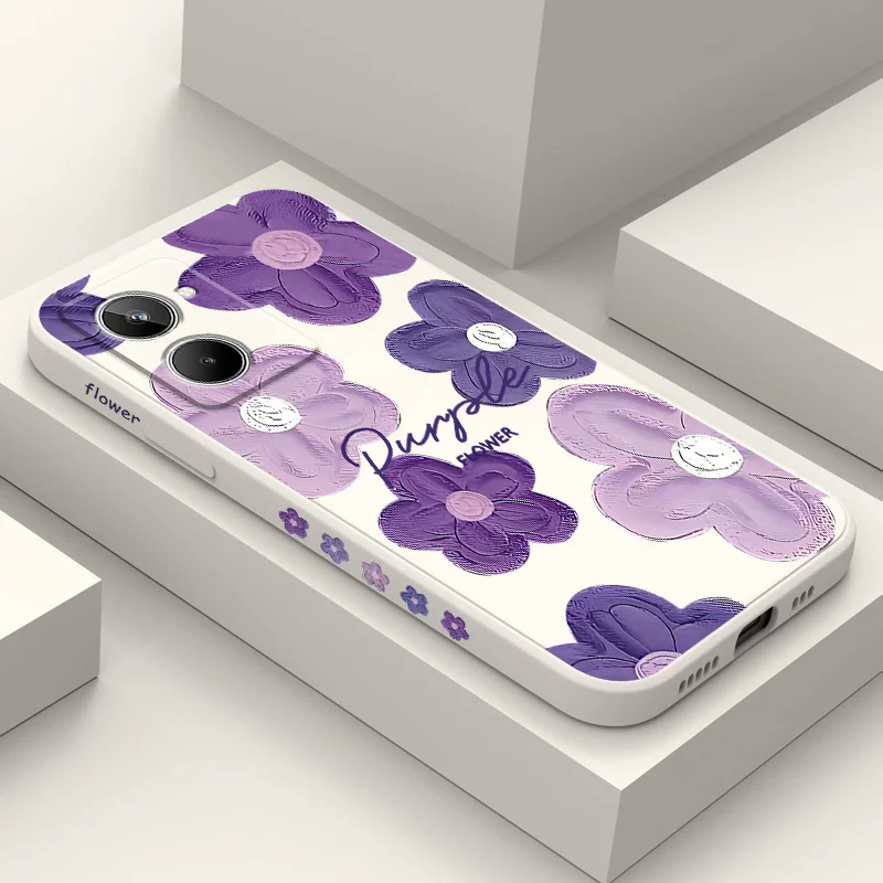

Purple Flower Phone Case For OPPO Realme 10 10T 9 9i 8 8i 7 6 Pro Plus C35 C12 C21Y C25 C25S Cover