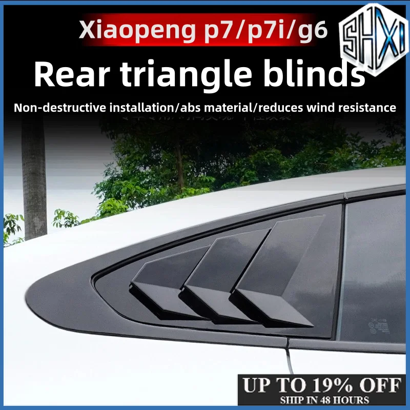 For Xpeng P7 P7i 2022-25 PAIR Rear Side Window Louvers Shutter ABS Air Vent Scoop Shades Cover Trim