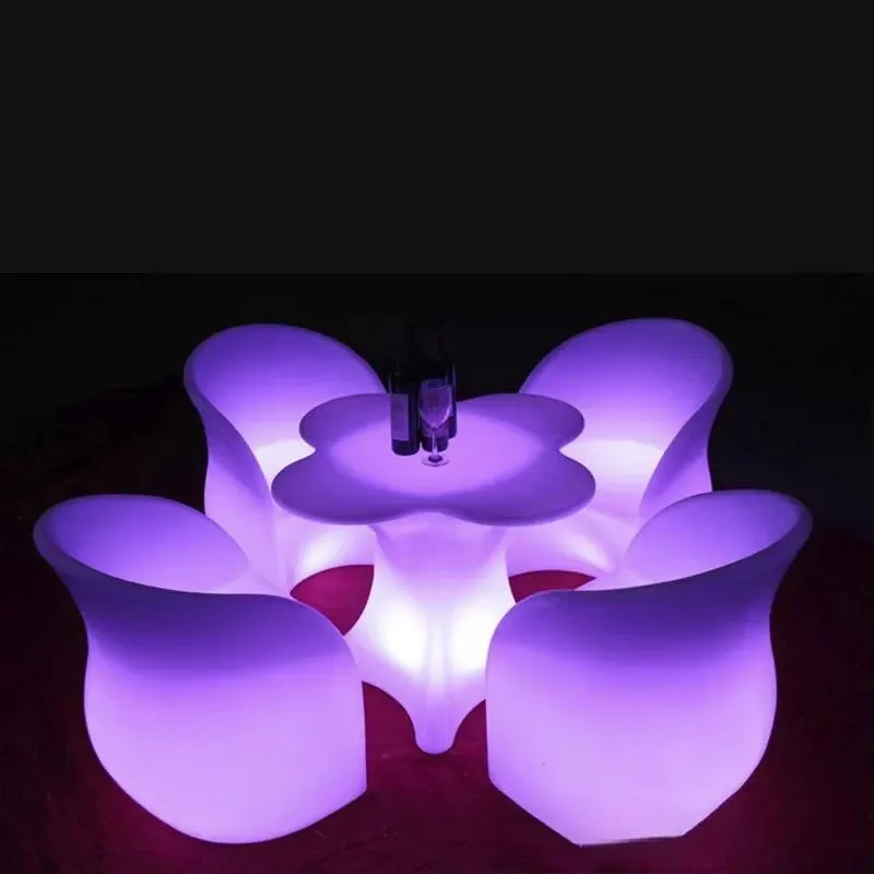 Modern Remote Control Plastic Plum Blossom Dining Table and Chair Set for Outdoor Restaurant Bar Furniture