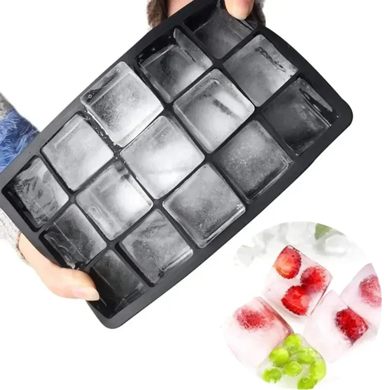 Silicone Ice Cube Mold 4/15 Grid Big Square Tray Non-toxic Durable Pub Wine Ice Blocks Maker