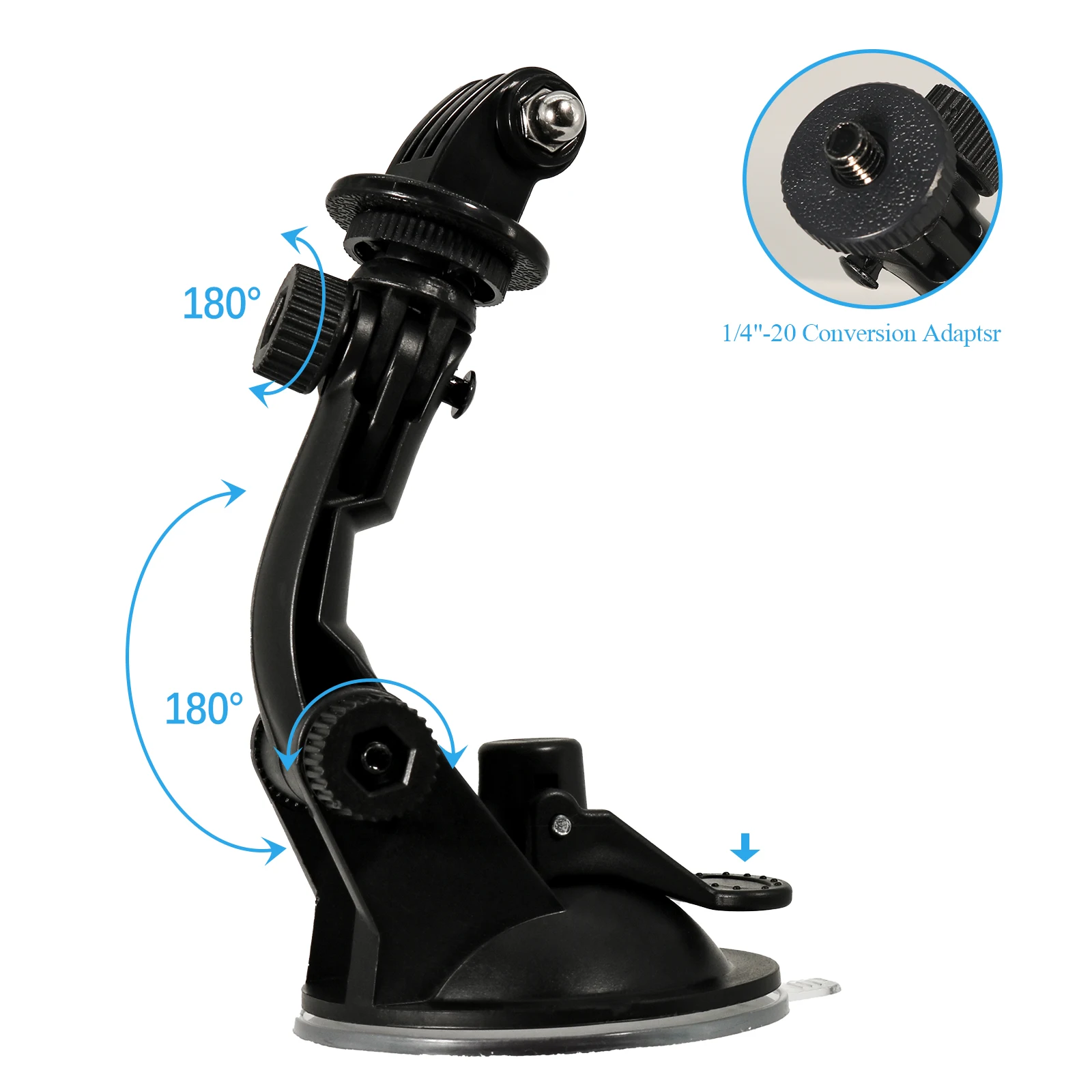 Universal Car Suction Cup Mount with Adjustable Arm,Windshield Dashboard Holder for GoPro Hero, Insta360, DJI OSMO Action Camera