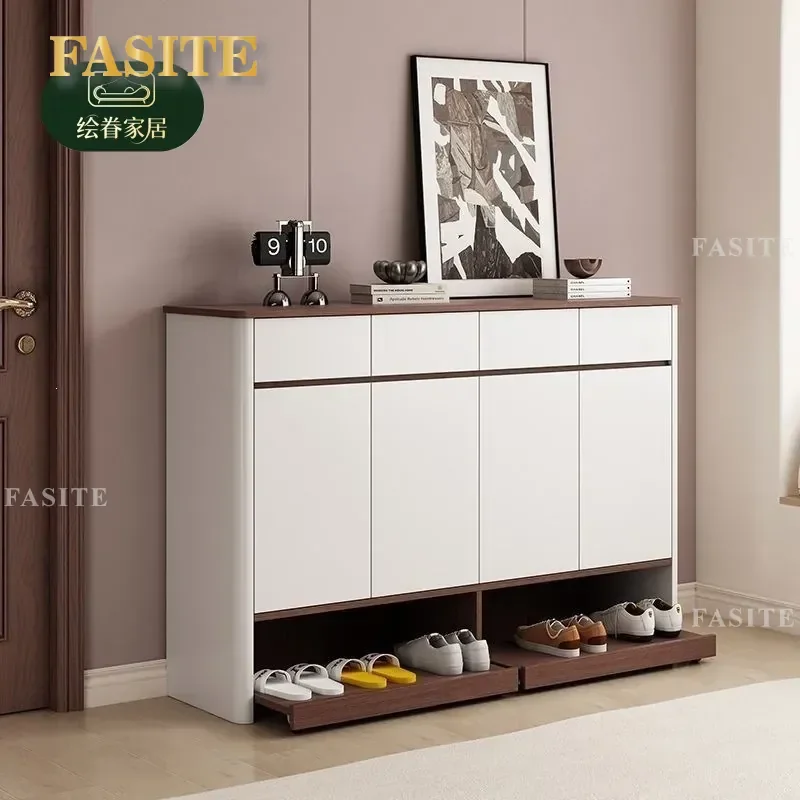 For Household Home Shoe Cabinet Entrance Wall Mounted Integrated Large Capacity Storage Foyer Locker Rack Space Saving