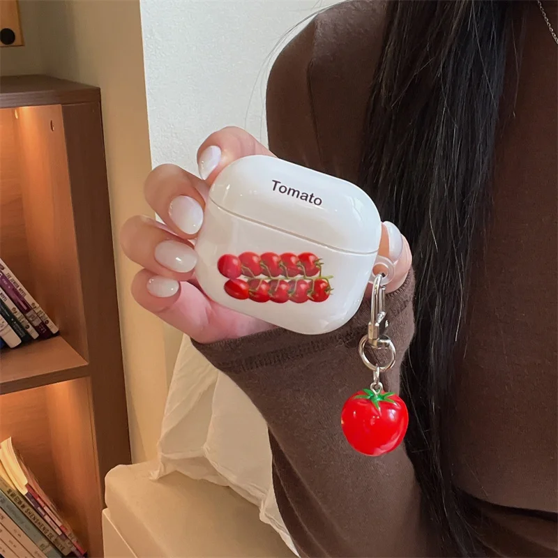 

Funny Cute Little Tomoto Earphone Case For Apple Airpods 4 3 2 Pro 3 Cover with Pendant Silicone Headphone Cases For Airpods 2
