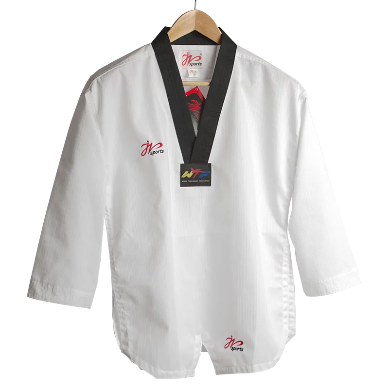 White Taekwondo Uniforms WTF Karate Judo TKD Dobok Clothes Children Adult Unisex Long Sleeve TKD Clothing