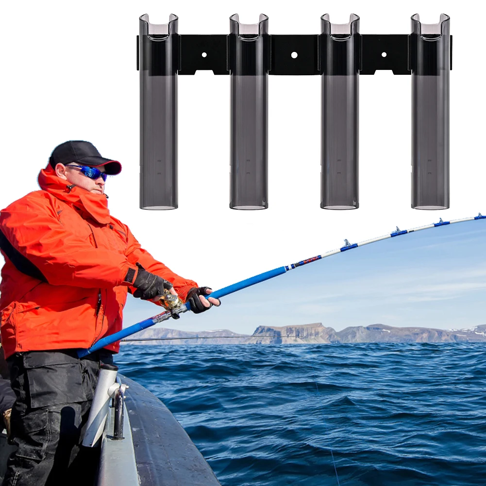 

Fishing Rod Holder Bracket Tube 4 Rod Rack Fits Spinning Or Casting Rod Wall Mounted Fishing Rod Holder for Wall Garage