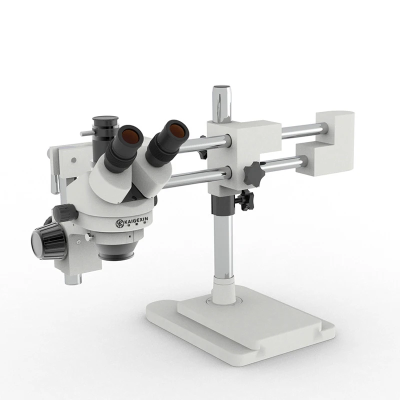 Microscópio trinocular estéreo com zoom 10hw, 7-45x, zoom contínuo, braço duplo, visão estereoscópica, para reparo de celular