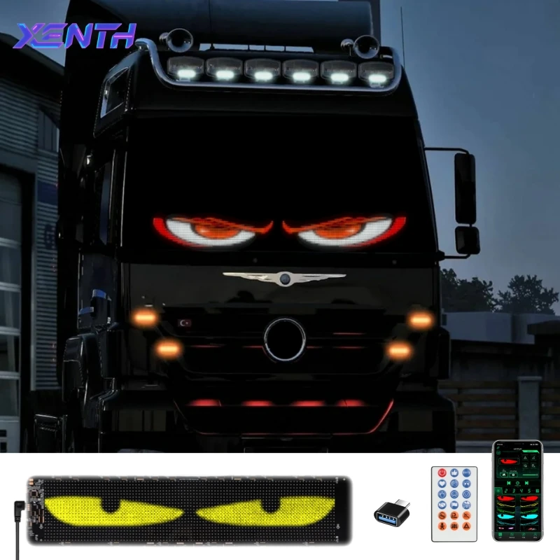 

XENTH Devil's Eye Лобовое стекло грузовика Гибкие светодиодные вывески Приложение Bluetooth Дистанционное управление Пользовательский текстовый узор Анимация Программируемая