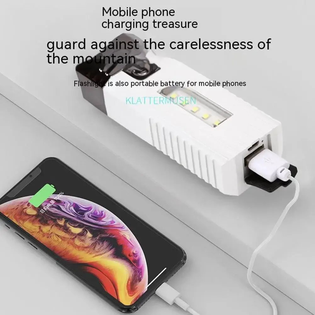 Mini lanterna multifuncional, LED ao ar livre, USB recarregável, Cob Strong Light, luz de bicicleta, Power Bank