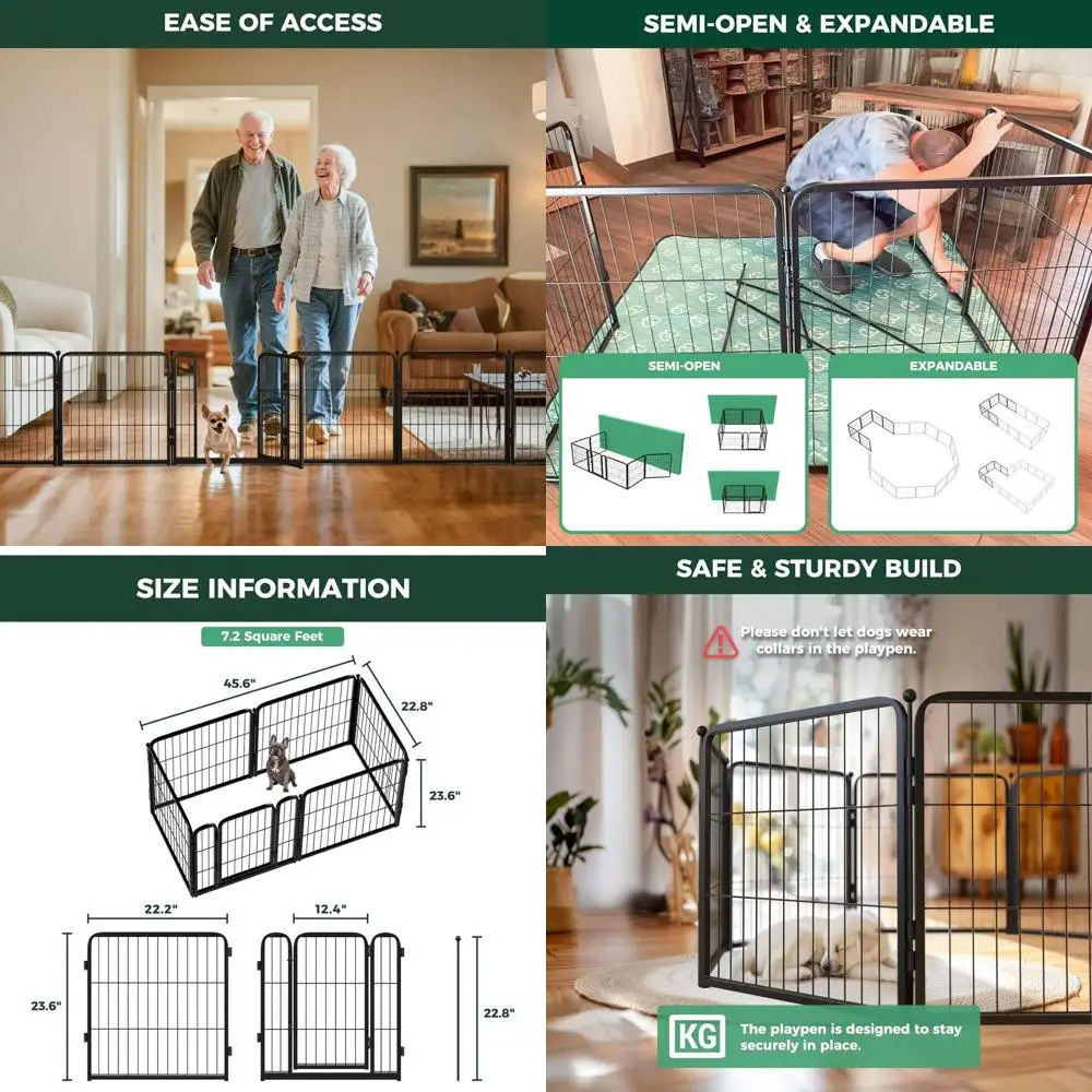 

Durable 24-Inch 6-Panel Indoor Playpen for Small Dogs: Safe, Stress-Free Fun