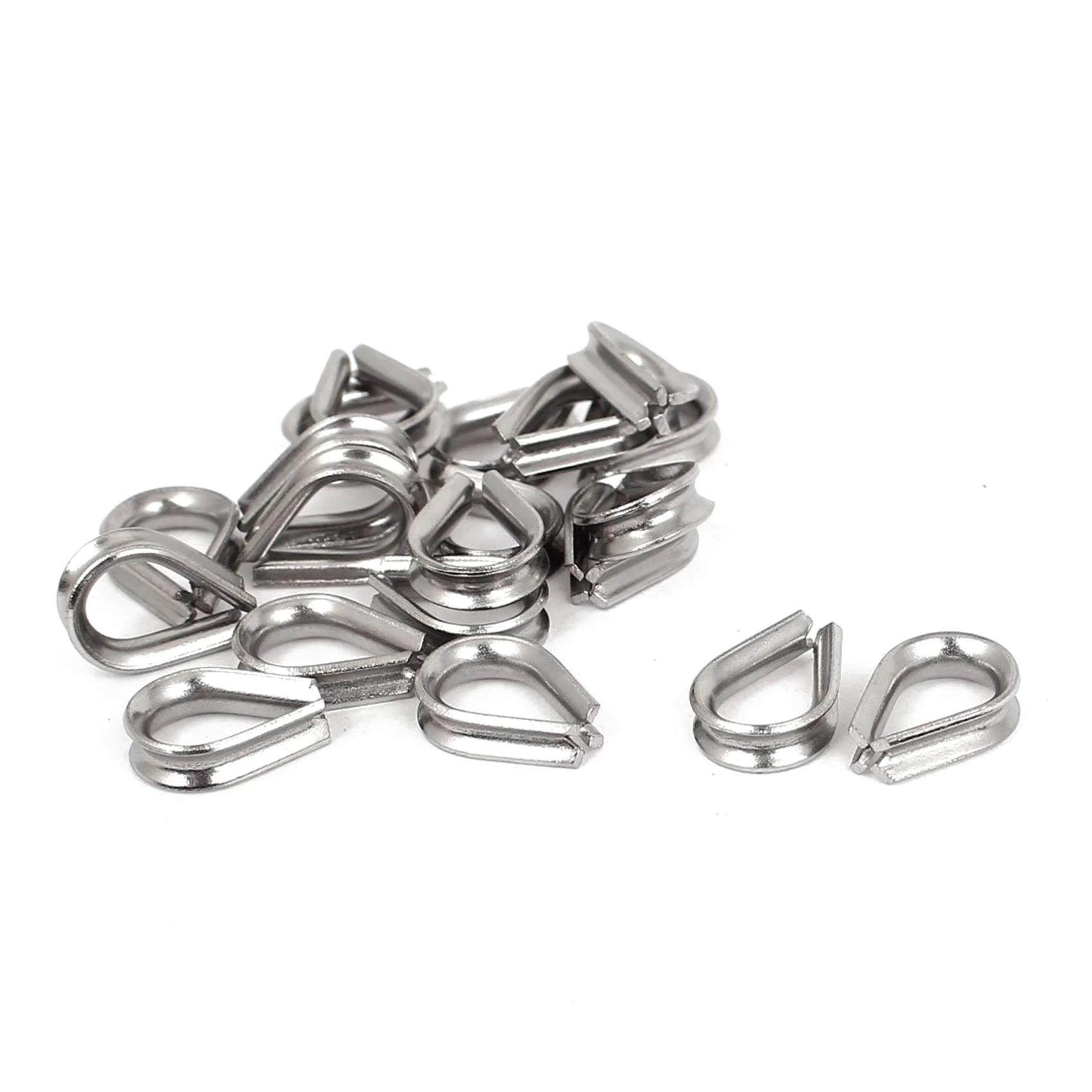 ABUL-Stainless Steel 2Mm Wire Rope Cable Thimbles Silver Tone 40 Pcs