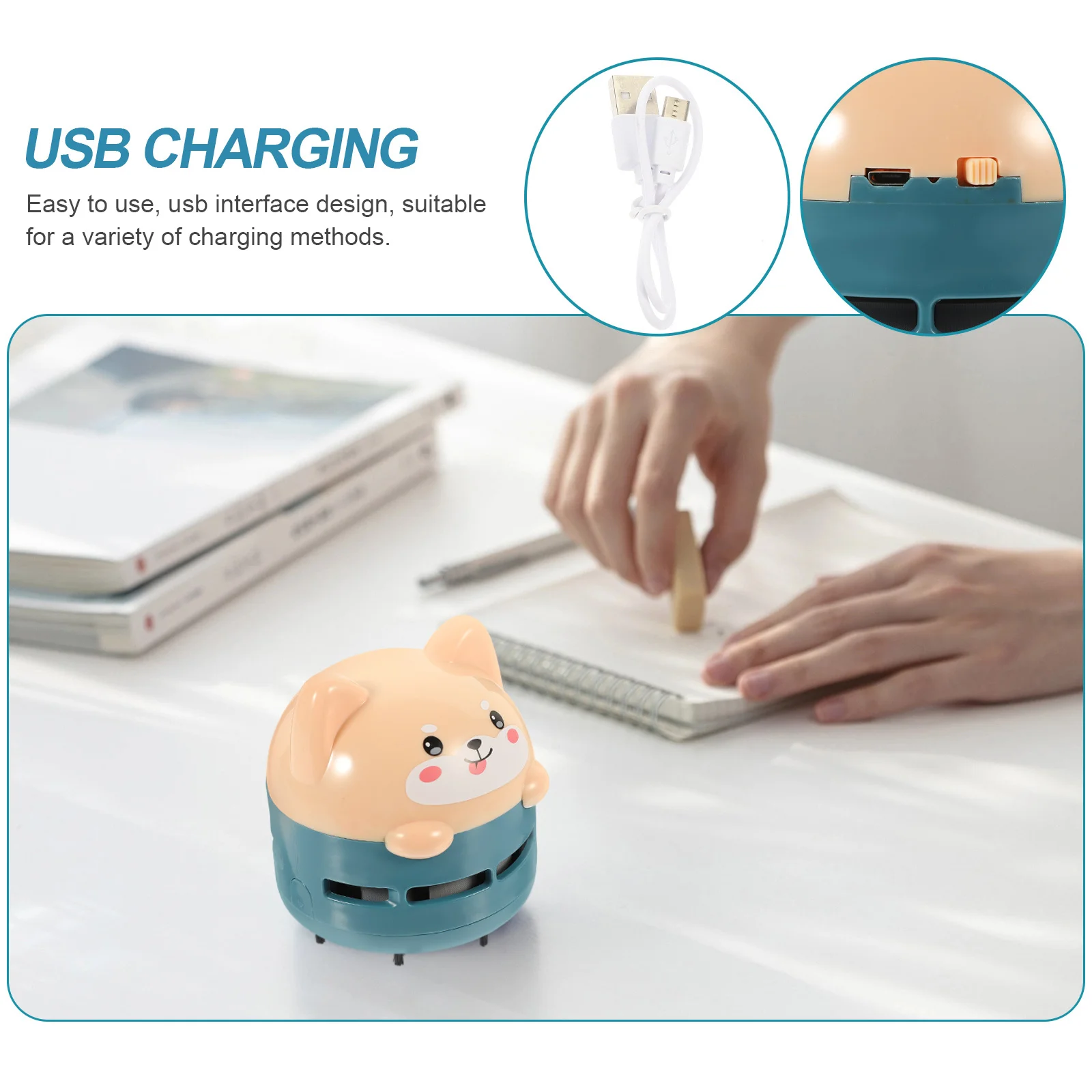 1 Buah Penyedot Debu Mini Portabel Desain Kartun Kompak untuk Meja Keyboard Pengumpul Debu Meja Pembersih Usb Desktop Mobil Rumah