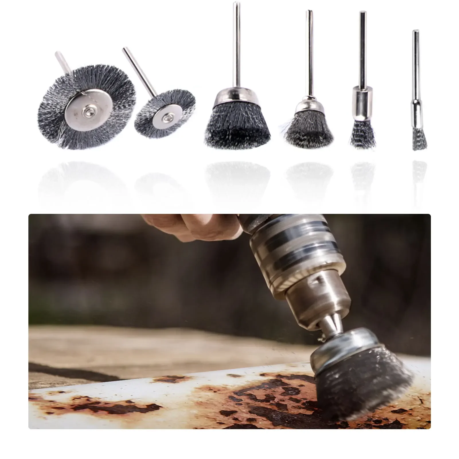 

30Pcs Wire Wheel Brushes 3mm Shank Remove Burrs Rust Metal Non-metal Surface Polishing Derusting