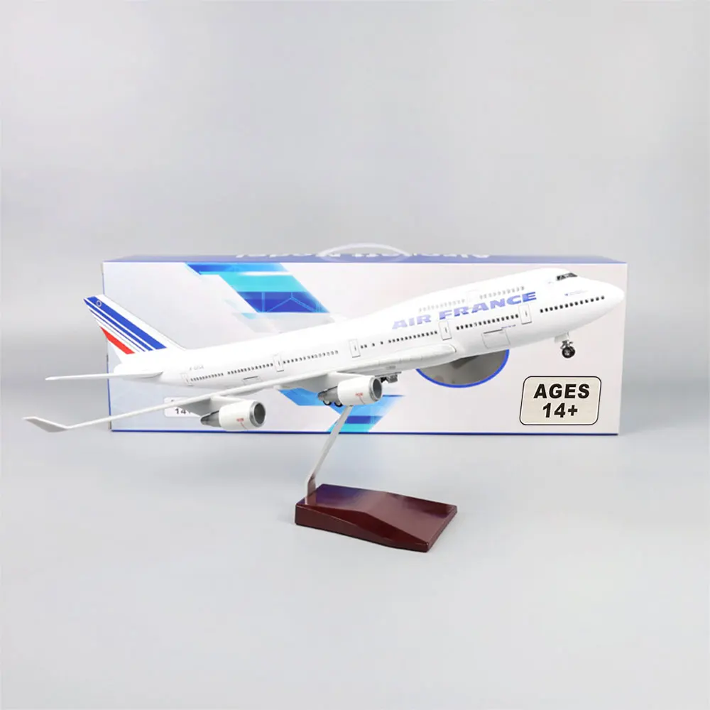 47CM 747 B747 Model AIRFRANCE AIR France Airlines With Landing Gear Wheels Resin Aircraft Plane Collectible Toy