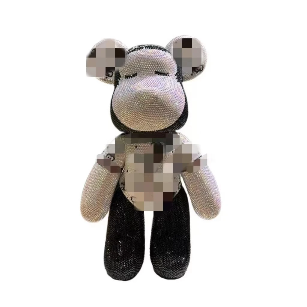 

Custmized Crystal Bear DIY Handcrafts Art Rhinestone Statue Cross Stitch Doll Birthday Wedding Bling Gift Home Shop Decorative