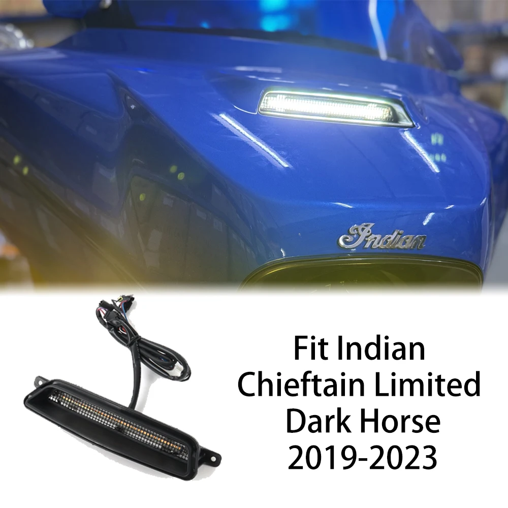 

Обновленный светодиодный вентиляционный светильник обтекателя для Indian Chieftain Dark Horse 2019-2023, высокая яркость, дымчатая линза, простая установка