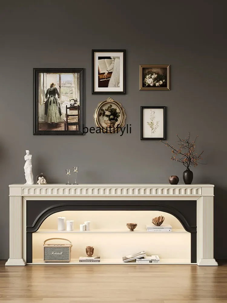 French solid wood European arched fireplace decorative cabinet American living room side cabinet fireplace entrance