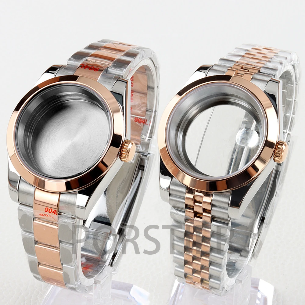 Rose Gold 36mm/39mm NH35 Watch Case 316L Stainless Steel Oyster/Jubilee Strap for Datejust NH35 NH36 Movement 28.5mm Dial