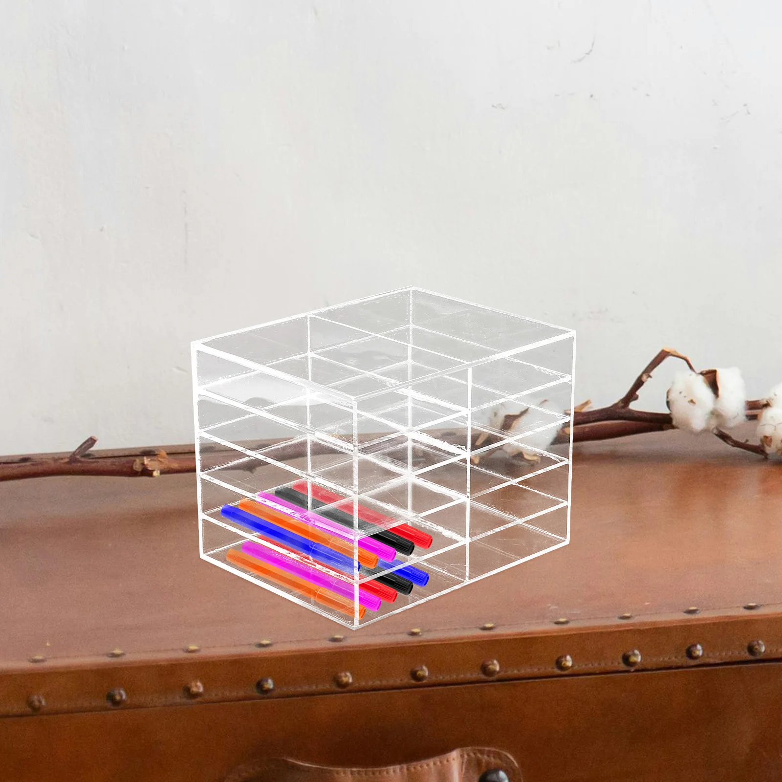 

Sturdy Acrylic Pen Stand Portable Marker Organizer Business Atmosphere for Home School Office Desk Table Storage