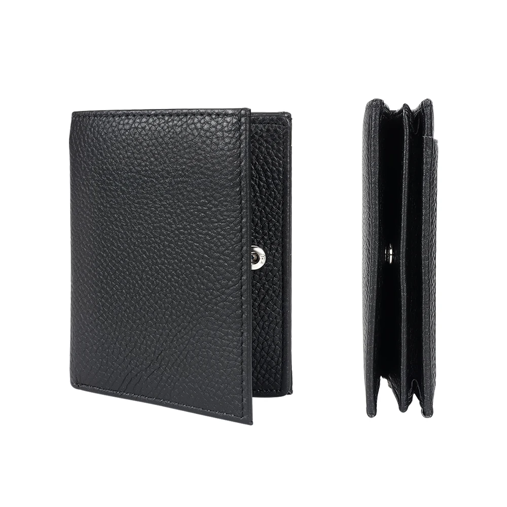 Men Short Open Multi Card Slots Cash Holder Slim Design Business Travel Security Premium Bifold Full Grain Leather Eco-Friendly